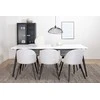 Venture Design Valgomojo stalas ir kėdžių komplektas Jimmy 195x90x76 cm Juodas Baltas Aksomas Šviesiai pilka audinys