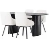 Venture Design Valgomojo stalas ir kėdžių komplektas Isolde valgomojo stalas ir Rosie valgomojo kėdės 180x75 cm juoda smėlio spalvos MDF audinys