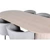 Venture Design Valgomojo stalas ir kėdžių komplektas Bianca ovalus valgomojo stalas ir Berit kėdės 200x90x75 cm balta juoda šviesiai pilka aksomas