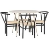 Venture Design Valgomojo stalas ir kėdžių komplektas Plaza valgomojo stalas ir Alfons valgomojo kėdė 100 cm balta MDF rotangas plienas