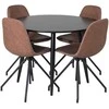 Venture Design Valgomojo stalas ir kėdžių komplektas Plaza 100x75 cm juoda ruda