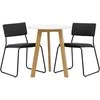 Venture Design Valgomojo stalas ir kėdžių komplektas Leonora valgomojo stalas ir Kenth kėdė 65 cm balta juodo ąžuolo imitacijos MDF poliuretanas geležis