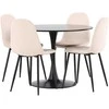 Venture Design Valgomojo stalas ir kėdžių komplektas 100 cm Juoda Smėlio spalvos MDF Aksomas Plienas