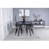 Venture Design Valgomojo stalas ir kėdžių komplektas, elegantiškas ištraukiamas stalas 195x95 cm, juodas, šviesiai pilkas