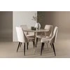 Venture Design Valgomojo stalas ir kėdžių komplektas 100 cm smėlio spalvos veliūras plienas MDF
