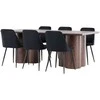 Venture Design Valgomojo stalas ir kėdžių komplektas Olivia 100x210 cm Juodas aksomas MDF