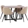Venture Design Valgomojo stalas ir kėdžių komplektas Durango 120 cm Juodasis graikinis riešutas Smėlio spalvos MDF audinys