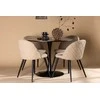 Venture Design Valgomojo stalas ir kėdžių komplektas Glade 100 cm juodas smėlio spalvos MDF audinys
