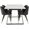 Venture Design Valgomojo stalas ir valgomojo kėdės Estelle 140x90 cm balto marmuro juodos spalvos