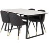Venture Design Valgomojo stalas ir valgomojo kėdės Estelle 140x90 cm balto marmuro juodos spalvos