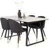 Venture Design Valgomojo stalas ir valgomojo kėdės Estelle 140x90 cm balto marmuro juodos spalvos