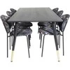 Venture Design Valgomojo stalas ir valgomojo kėdės 180x90 cm juodos spalvos