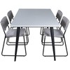 Venture Design Valgomojo stalas, Jimmy, 150-240x90 cm, Juodas/Baltas, Valgomasis kėdė, Kenth, 76x40 cm, Juoda/Pilka