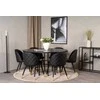 Venture Design Valgomojo stalas, Kopenhaga, ⌀140 cm, Juodas / Valgomasis kėdė, Samtis, 57x76.5x50 cm, Juoda