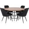 Venture Design Valgomojo stalas, Kopenhaga, ⌀140 cm, Ruda / Valgomasis kėdė, Veltinė prabanga, 66x88.5x50 cm, Juoda
