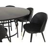 Venture Design Valgomojo stalas, Kopenhaga, ⌀140 cm, Juodas / Valgomasis kėdė, Samtis, 57x76.5x50 cm, Juoda
