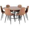 Venture Design Valgomojo stalas, Kopenhaga, ⌀140 cm, Ruda / Valgomasis kėdė, Poliaras, 53x87x44 cm, Juoda