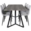 Venture Design Valgomojo stalas, Marina, 180x90 cm, Pilka / Valgomasis kėdė, Polar Diamond, 86x44 cm, Juoda