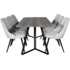 Venture Design Valgomojo stalas, Marina, 180x90x75 cm, Pilka / Valgomasis kėdė, Velvet Deluxe, 66x88.5x50 cm, Šviesiai pilka