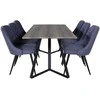 Venture Design Valgomojo stalas, Marina, 180x90 cm, Pilka / Valgomasis kėdė, Velvet Deluxe, 88.5x50 cm, Mėlyna
