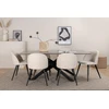 Venture Design Valgomojo stalas, Piazza, 76x180x90 cm, Pilka/Juoda, Valgomasis kėdė, Veltinas, 57x76.5x50 cm, Bėžinis/Juodas