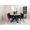 Venture Design Valgomojo stalas, Piazza, 190x90 cm, Juodas Pilkas Furnyras, Valgomasis kėdė, Velvetas, 76.5x50x57 cm, Juoda
