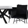 Venture Design Valgomojo stalas, Piazza, 76x180x90 cm, Juodas, Valgomasis kėdė, Petra, 60x87x57 cm, Juoda