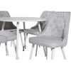 Venture Design Valgomojo stalas, Plaza, 100 cm, Balta+Valgomojo kėdė, Velvet Deluxe, 66x88.5x50 cm, Šviesiai pilka
