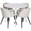 Venture Design Valgomojo stalas, Plaza, 100 cm, Balta + Valgomasis kėdė, Sametas, 57x76.5x50 cm, Beždžionės spalva