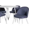 Venture Design Valgomojo stalas, Plaza, 100 cm, Balta + Valgomasis kėdė, Velvetas, 57x76.5x50 cm, Mėlyna