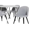 Venture Design Valgomojo stalas, Plaza, 100 cm, Balta+Valgomojo kėdė, Velvetas, 57x76.5x50 cm, Šviesiai pilka