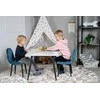 Venture Design Valgomojo stalo ir kėdžių komplektas 80x60 cm baltas mėlynas aksomas