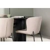 Venture Design Valgomojo stalo ir kėdžių komplektas Isolde valgomojo stalas 180x75 cm juodas Modesto valgomojo kėdė smėlio spalvos MDF Bouclé