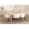 Venture Design Valgomojo stalo ir kėdžių komplektas Slider 170x95x75 cm Balta aksominė medžiaga