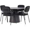Venture Design Valgomojo stalo ir kėdžių komplektas Lanzo valgomojo stalas ir Yesterday valgomojo kėdė 120 cm rudos ir juodos spalvos MDF ir bouclé