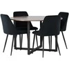 Venture Design Valgomojo stalo ir kėdžių komplektas Durango Night 120 cm juoda ruda veliūras