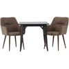 Venture Design Valgomojo stalo ir kėdžių komplektas 80x80 cm Juoda Ruda Audinys