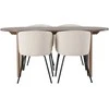 Venture Design Valgomojo stalo ir kėdžių komplektas Andy valgomojo stalas ir Berit kėdė 180x75 cm juoda smėlio spalvos MDF aksomas