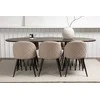 Venture Design Valgomojo stalo ir kėdžių komplektas Stone 220x100 cm juodos spalvos audinys