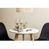 Venture Design Valgomojo stalo ir kėdžių komplektas Leonora valgomojo stalas ir Polar valgomojo kėdė 65 cm balta juoda ąžuolo imitacija aksomas