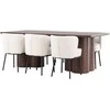 Venture Design Valgomojo stalo ir kėdžių komplektas Olivia valgomojo stalas su Agnes valgomojo kėde 100x210 cm balta plienas MDF