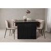 Venture Design Valgomojo stalo ir kėdžių komplektas Vail ir Modesto juodos ir smėlio spalvos MDF ir bouclé