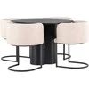 Venture Design Valgomojo stalo ir kėdžių komplektas Olivia ir Simrishamn 110 cm juoda smėlio spalvos MDF audinys plienas