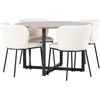Venture Design Valgomojo stalo ir kėdžių komplektas Durango ir Edina 120 cm Juodasis riešutas Baltas MDF Metalas Audinys