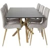 Venture Design Valgomojo stalo ir kėdžių komplektas 180x90x75 cm Juodo ąžuolo imitacija Šviesiai pilka