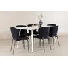 Venture Design Valgomojo stalo ir kėdžių komplektas Silar valgomojo stalas su Modesto valgomojo kėde 180x90 cm balta juoda plienas apmuštas