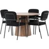 Venture Design Valgomojo stalo ir kėdžių komplektas Lanzo valgomojo stalas 120 cm juodas MDF bouclé metalas