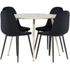 Venture Design Valgomojo stalo ir kėdžių komplektas Plaza valgomojo stalas ir Polar valgomojo kėdė 100 cm balta MDF juodas aksomas