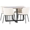 Venture Design Valgomojo stalo ir kėdžių komplektas Durango ir Edina 120 cm Juodasis riešutas Baltas MDF Metalas Audinys