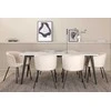 Venture Design Valgomojo stalo ir kėdžių komplektas Jimmy valgomojo stalas ir Berit kėdė 195x90x76 cm juoda balta smėlio spalvos veliūras metalas